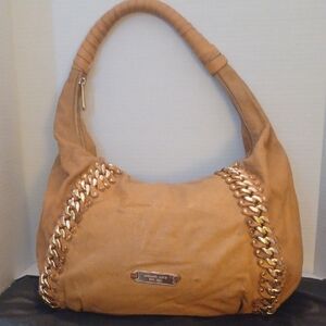 Michael Kors Leather Tan Hobo Gold Chain Bag